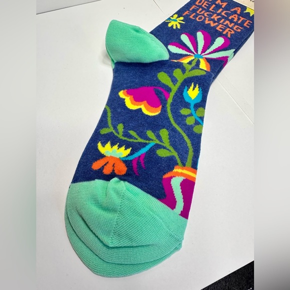 NEW I’m A Delicate F*cking Flower Crew Socks BLUE Q ONE SIZE - Picture 12 of 16